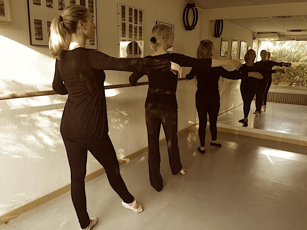 Classical dance class at the studio barre