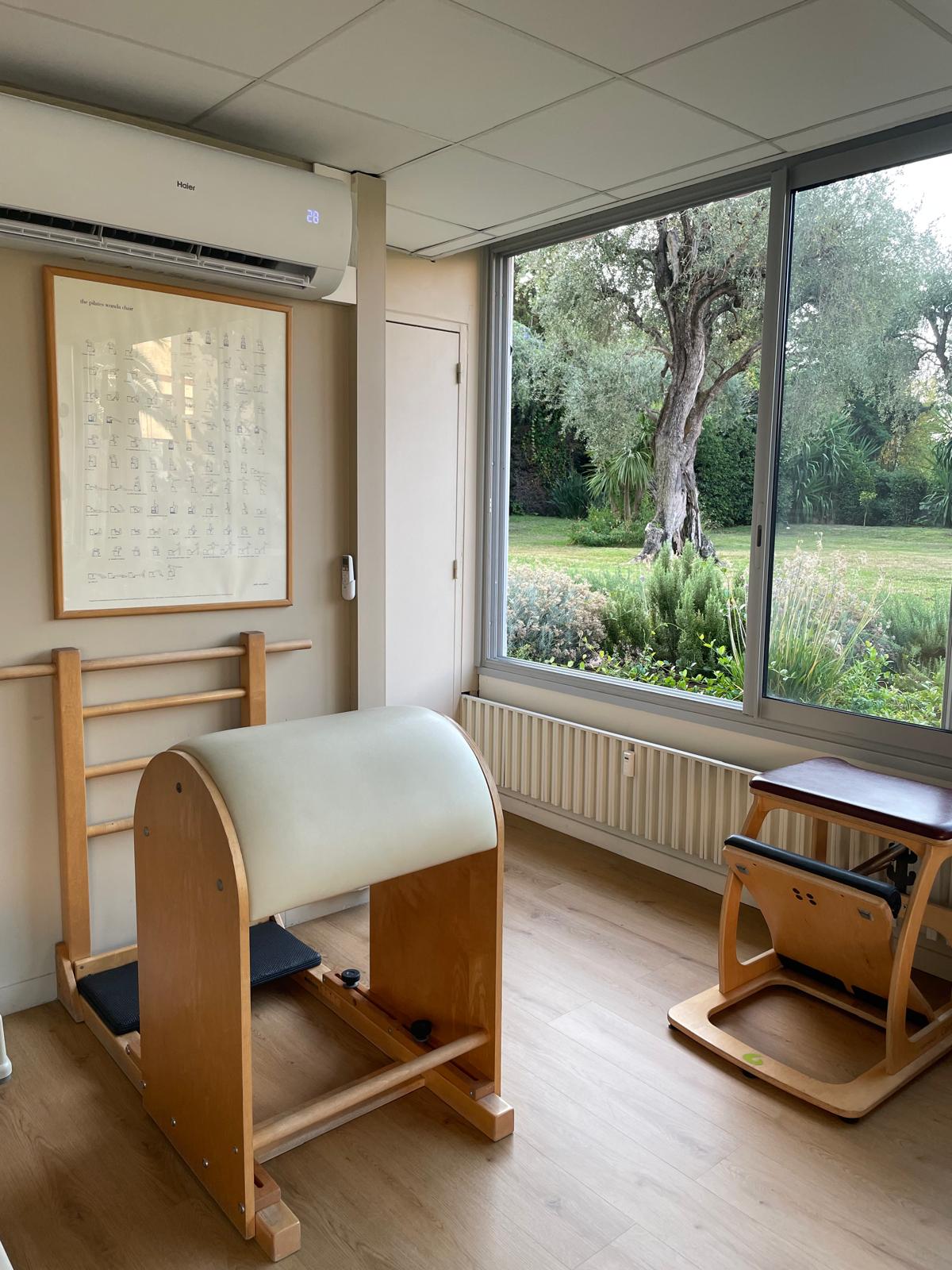 Ladder Barrel and Wunda Chair overlooking Mediterranean garden